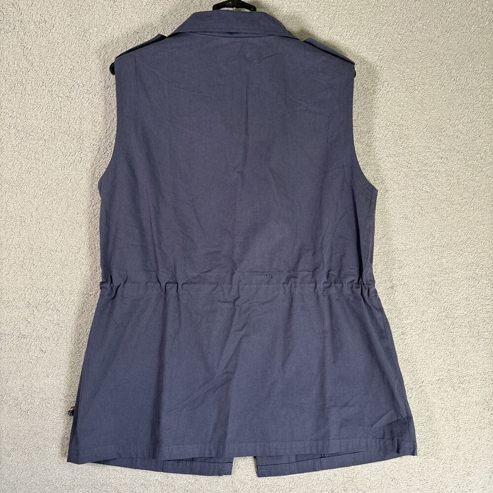 Multi Pocket Travel Vest Size 39 Inch Chest Full Zip Epaulets Blue Cinch Waist - Picture 6 of 10